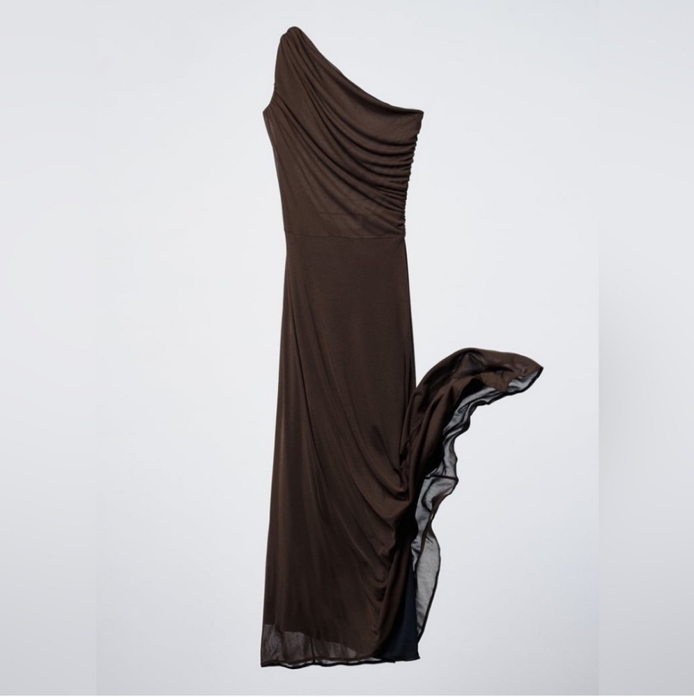 Zara * Maxi Dress Gown Brown Size M - Picture 10 of 12